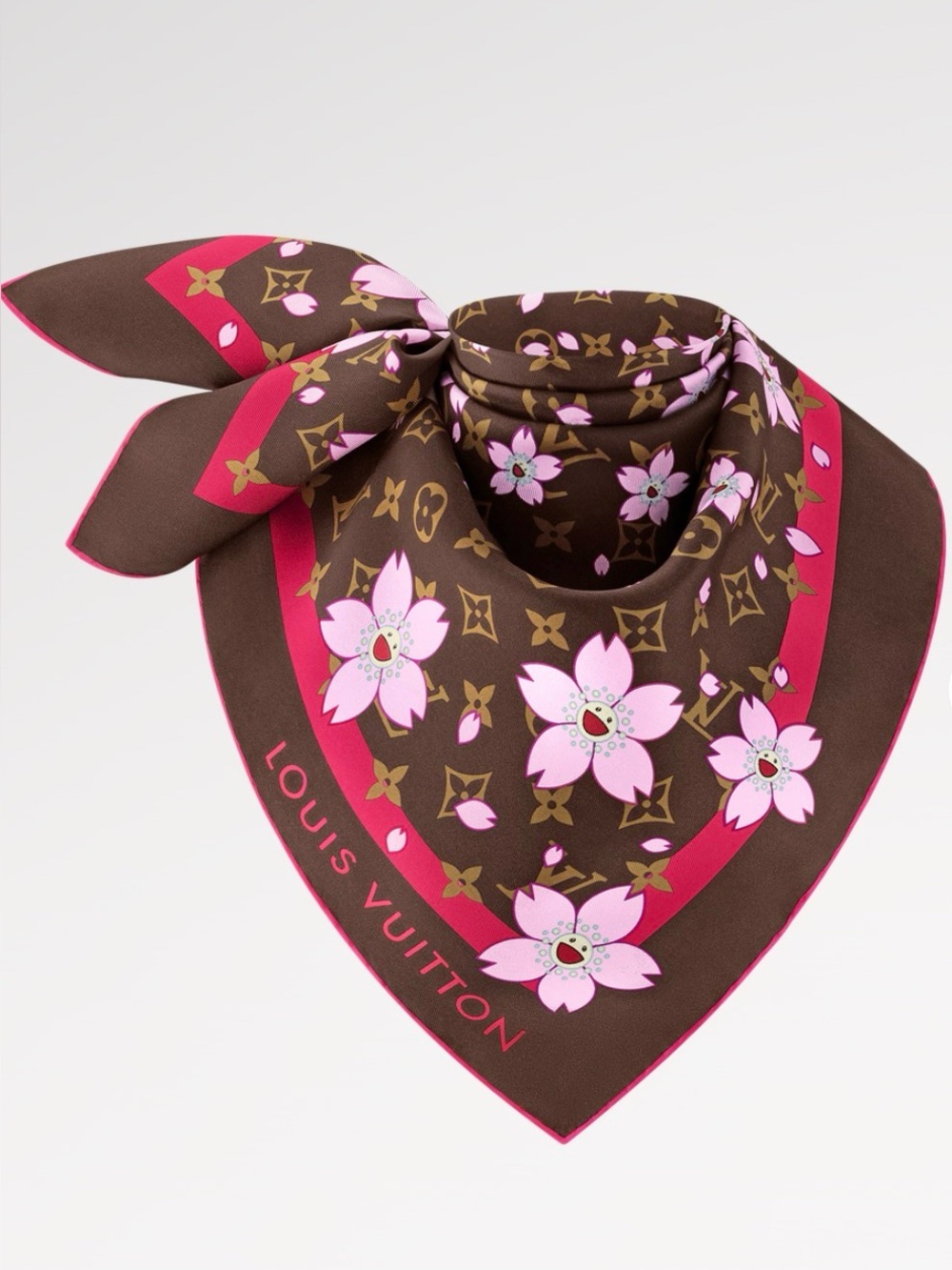 Louis Vuitton × Takashi Murakami Cherry Blossom Handkerchief Scarf Sakura NO BOX